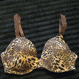 Natori Animal Print Bra with Lace Accents